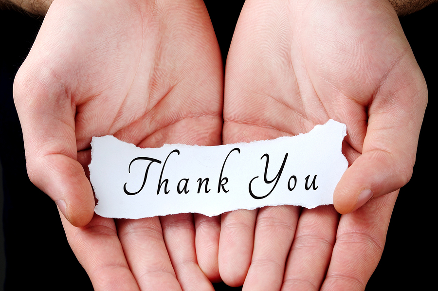 Man Holding Word Man holding thank you word in palm